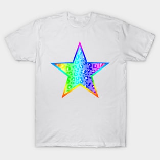 Bright Rainbow Leopard Print Star T-Shirt